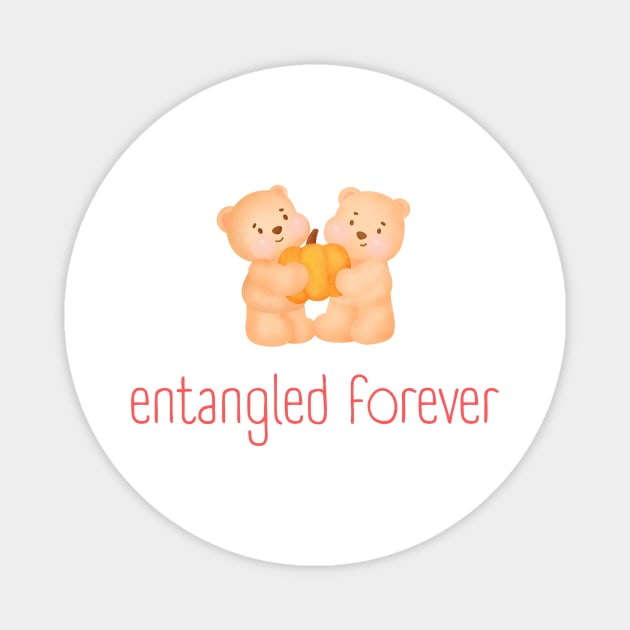 Entangled Forever - Bears Hugging a Pumpkin Magnet by Benny Merch Pearl